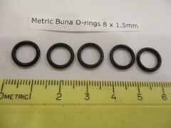 8mm ID X 11mm OD x 1.5mm thick O-ring. Buna-70. Quan 5.
