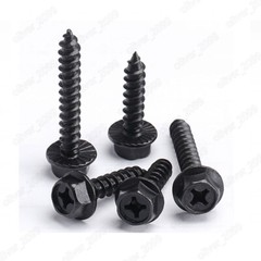 Black Steel Phillips Cross Hex Flange Head Self Tapping Screws M4 M5 M6 M8