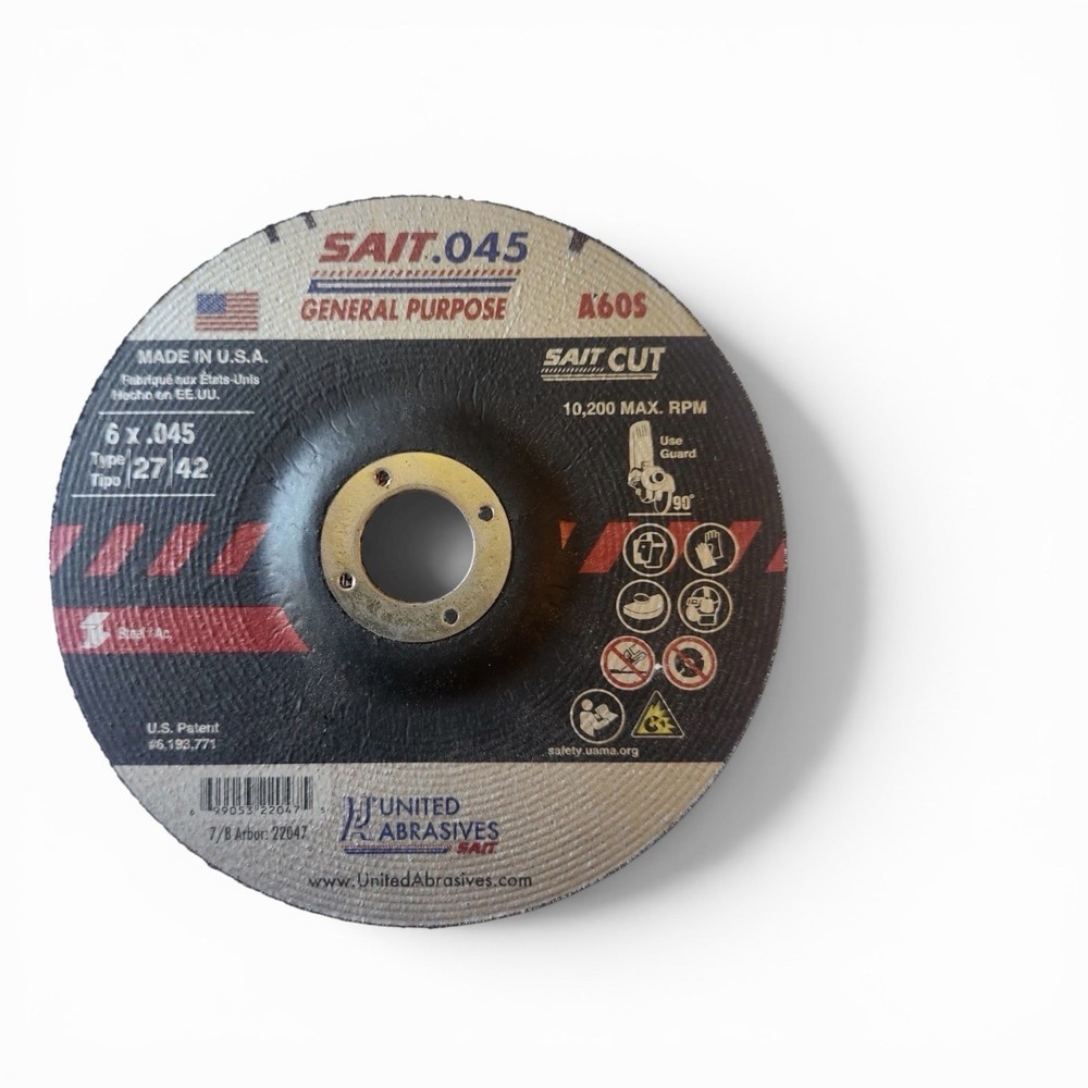 United Abrasives SAIT 22047 A60S 6x.045×7/8 High Speed Cut-off Wheels 50 pack