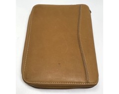 NEW VTG 1996 Franklin Covey SpaceMaker Tan Tobacco Leather Zip Planner 10×7 MINT