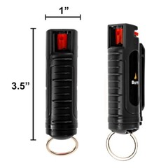 4 Pack BURN Pepper Spray 1/2oz Self Defense Keychain Case Molded OC Black