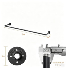 36″ Industrial Pipe Clothes Hanging Rod, Wall Mount Heavy Duty Rack, Black