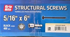 Grip-Rite Grip Rite Structural Screws Black – 5/16″ x 6″ – 400 COUNT
