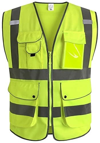 9 Pocket High Visibility Reflective Safety Vest for Men & Women – ANSI/ISEA C…