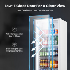 Yeego Commercial Upright Refrigerator Merchandiser Beverage Display Cooler White