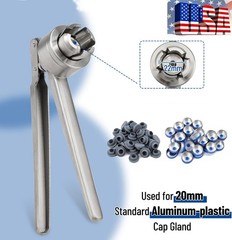 20mm Flip Vial Crimper, Crimping Tool w/ (100 Pcs Flip Caps and Rubber Stoppers)