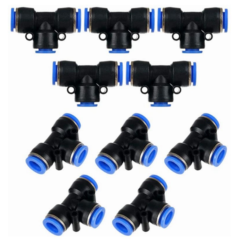 10X Tube 6mm 1/4 Tee Union Pneumatic Push Connector Air Line Quick Fittings A457