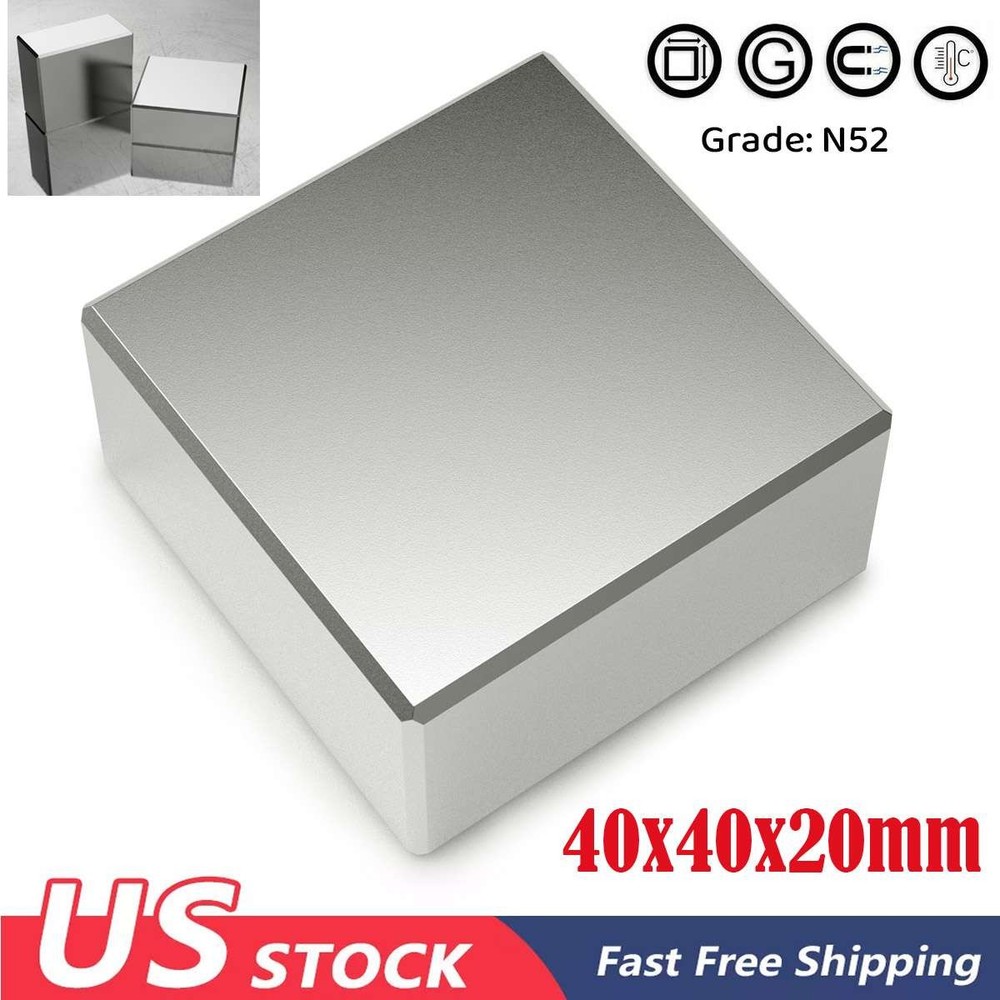 Big Block Magnets Super Strong N52 Neodymium Large Magnet Rare Earth 40x40x20mm