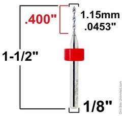 1.15mm 0.045″ Solid Carbide Drill Bit – 10 Pack – CNC – Factory Resharpened