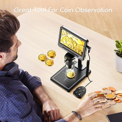 1080P LCD Digital Microscope with 32GB SD Card, Coin Microscope with 5-Inch IPS