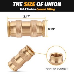 2 Pack 3/4″ DOT Brass Push-to-Connect Fittings Air Brake Union Coupler Truck