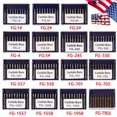 10-100 Pcs Dental Handpiece Carbide Burs FG 1 2 3 4 5 557 558 1957 1958 330 245