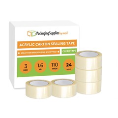Clear Carton Sealing Packing Shipping Tape 1.6 Mil, 3″ x 110 Yards (24 Rolls)