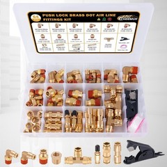 64 Pcs Brass DOT Air Line Fittings Kit Push Lock NPT Thread Quick Connect New