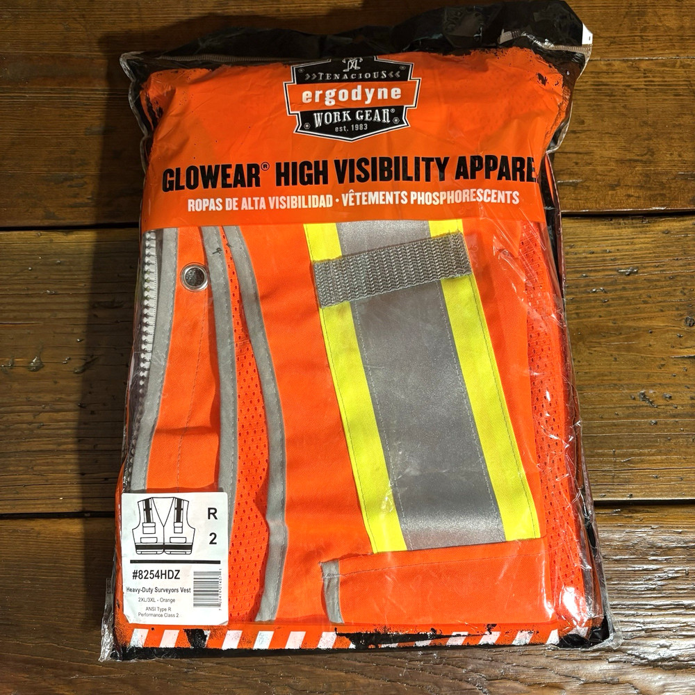 Ergodyne GloWear Safety Vest 2XL/3XL 8254HDZ Hi Visible Sleeveless ANSI Class R2