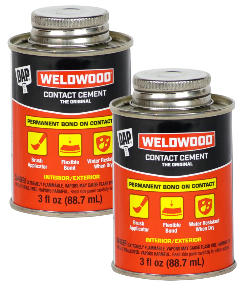 (2 Pack) DAP Weldwood 3 oz Tan Original Contact Cement Adhesive Can.