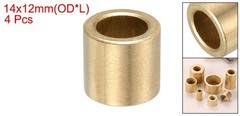 10mm Bore x 14mm OD x 12mm Length Sleeve Bearings Gold Tone 4 Pack