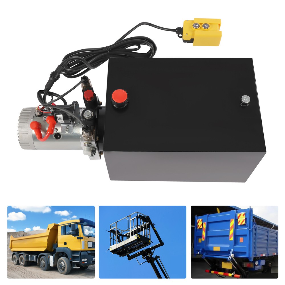 20 Quart Double Acting Hydraulic Pump DC 12V Dump Trailer Power Unit Pack 16Mpa