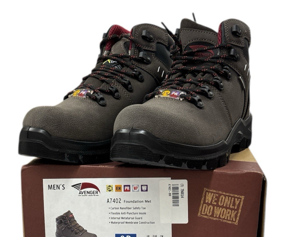 Avenger Men’s Foundation Internal Met Guard Safety Toe Work Boots US Size 9EE