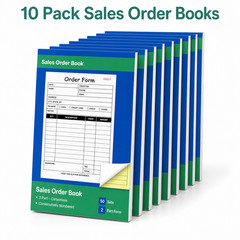 10 Pack Carbonless Sales Order Book, 2-Part Receipt Pads, 500 Invoices 5.5″x8.3″