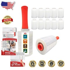 Durable 12 Pack Mini Stretch Wrap 5″ x 1000ft with Handles – Clear Film