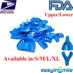 Easyinsmile Dental S/M/L/XL Perforated Plastic Impression Trays Upper/Lower 12Pc
