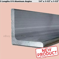 3 PACK 8 Feet Aluminum Angles 1/4 in x 1-1/2″ Unpolished Alloy 6061 Stock NEW