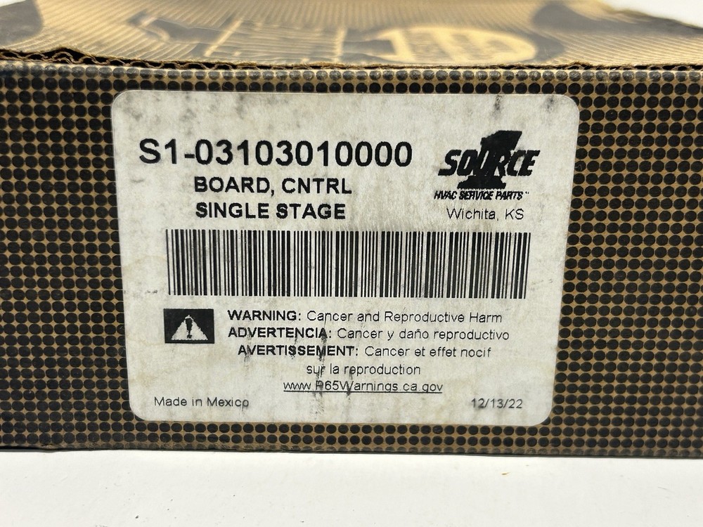 OEM York Coleman Furnace Control Board Single Stage S1-03103010000 New