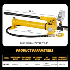 CP-700 Manual Hydraulic Hand Pump w/Oil Gauge Single Acting 9947psi