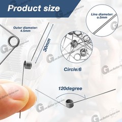 Torsion Spring 3-9 Coil (10 pcs), 0.8mm Wire dia, 5 ~ 10mm OD, Left spring Steel