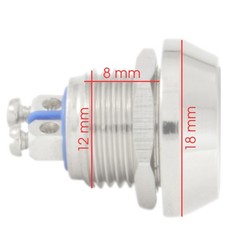 12mm Boat Horn / Starter Switch Circular Metal Momentary Push Button Waterproof