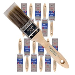 12-Pack – 1.5″ Flat Brushes for All Latex and Oil Paints & Stains