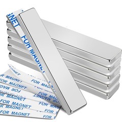 6 Neodymium Magnet Strips – Adhesive Backing, 60x10x3mm, 18 lbs Pull