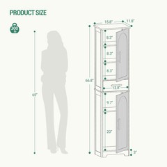 Tall Narrow Bathroom Storage Cabinet 2 Doors 4 Adj Shelves White SC18303X