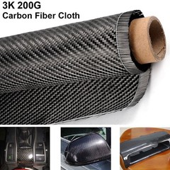 20″ x 150cm Real Carbon Fiber Fabric Cloth Roll 3k 200gsm 2×2 Twill Weave Black