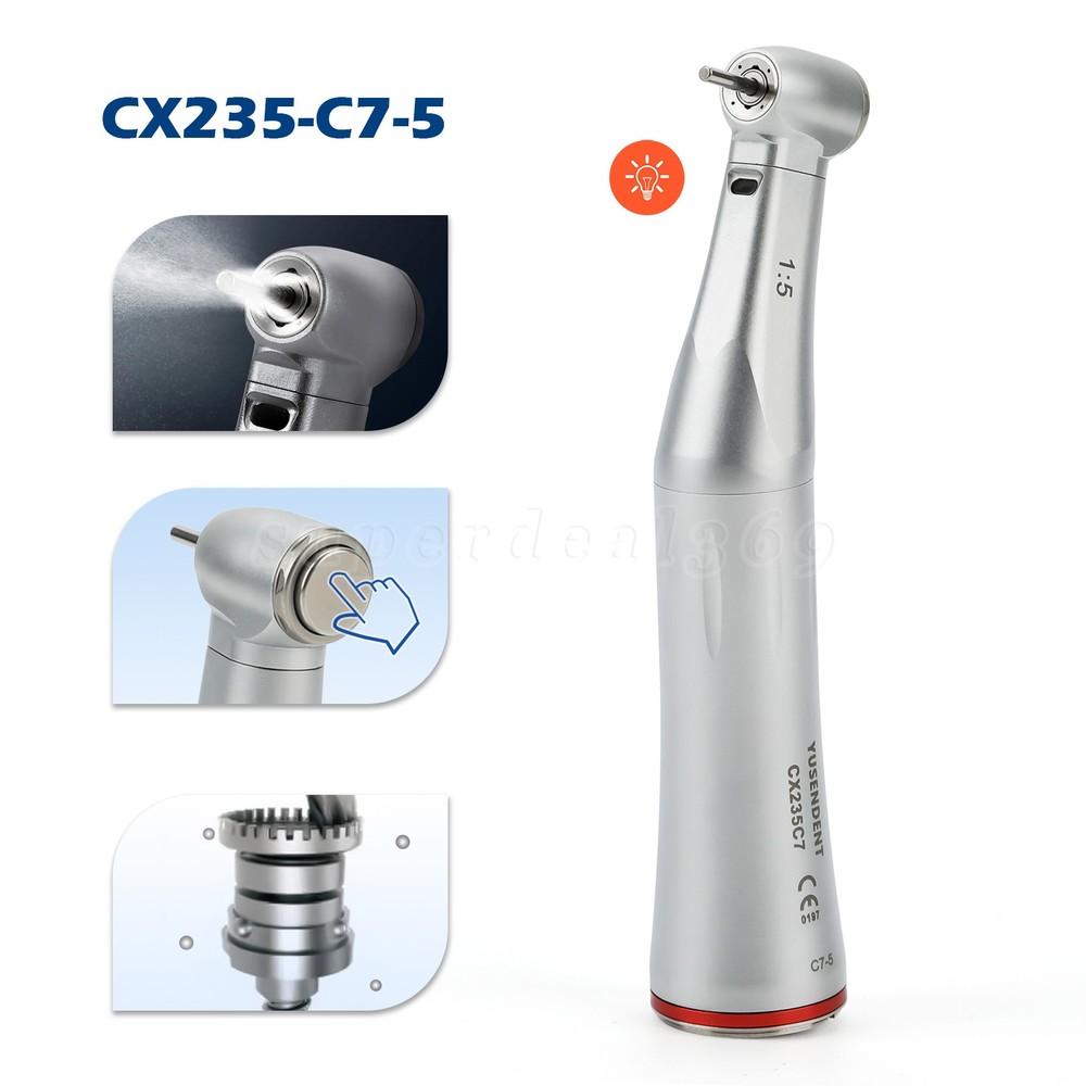 CX235C7 Dental 1:5 Increasing Fiber Optic LED Contra Angle Handpiece Electric