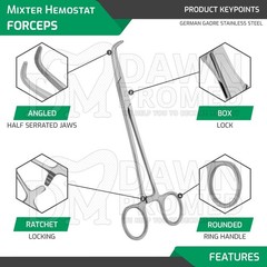 6 Pcs 9” Mixter Forceps Hemostatic Clamps Surgical Instruments German Grade