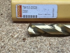 Sandvik TM415.5-325028 D2561 Drill 11.65mm .4586” 5xD Coolant Thru Carbide Drill
