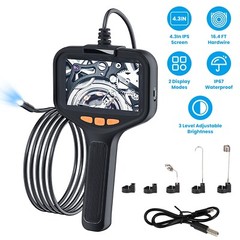 Endoscope Camera 1080P HD 4.3″ IPS Borescope with Light Articulating Waterproof