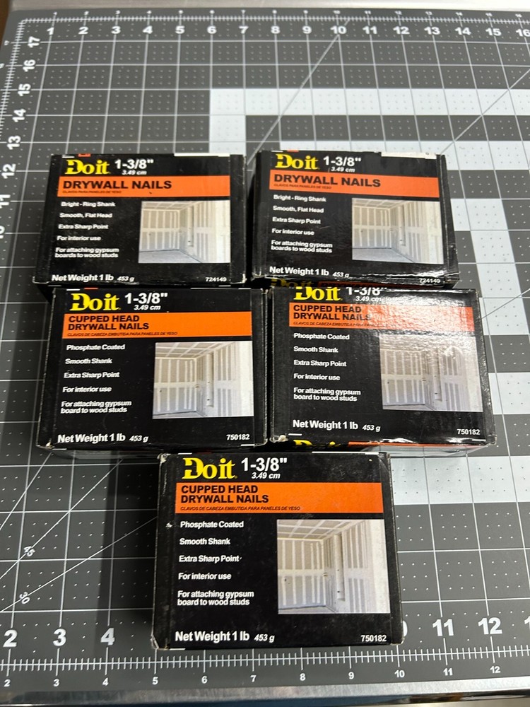 NOS 5-pounds LB Do It Best 1-3/8″ Drywall Cupped Head Nails Smooth Shank Nail