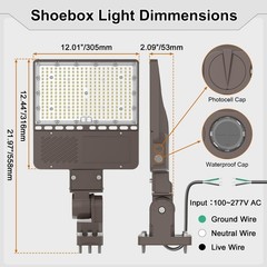 150W LED Shoebox Light Dusk To Dawn Outdoor Parking Lot Stadium Area Lighting
