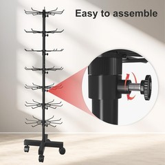 7 Tier Rack Retail Rotating Display Stand W/ Hooks for Store Spinner Key Jewelry
