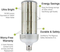(2-Pack) 1000W Equival 250 Watt LED Corn Light E39 Mogul Warehouse Factory Bulb