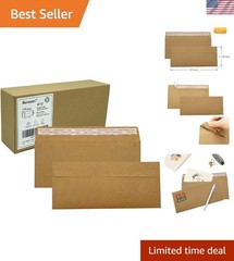 80 Count Brown Kraft Envelopes 4.125 x 9.5 Inches – Self-Adhesive Seal