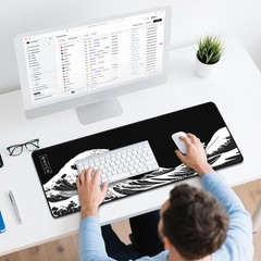 Mouse Pad Gaming – Desk Mat for Keyboard and 31.5L x 11.8W inches, Black Wave