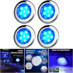 Boat Interior Lights IP68 Waterproof Blue 4 Piece Marine LED Stern Night Fishing