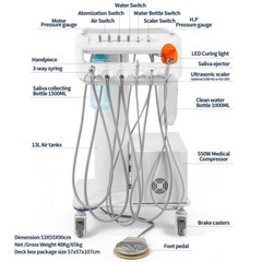 Portable Dental Mobile Delivery Unit Cart Air Compressor Suction System 4Hole