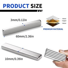 4-12 Neodymium Bar Magnets Rare Earth Rectangle Heavy Duty Powerful 60X10X3Mm