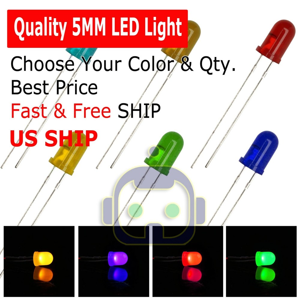New 3mm 5mm 8mm 10mm LED Light Emitting Diodes Clear White Red Blue Green Lights