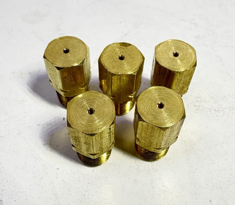 QTY-5 LEN27M18 LB-99225 Brass Gas Burner Orifice #52 .052 X 1/8” Male NPT
